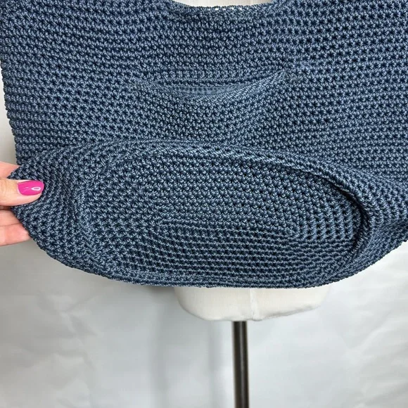 The Sak Blue Hand Crochet Bag with Brown Woven Straps - Picture 11 of 14